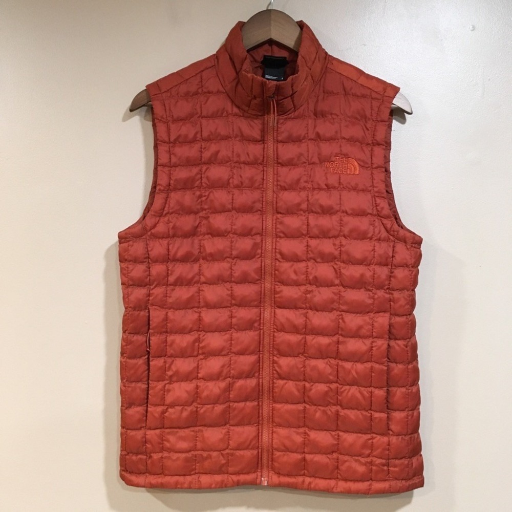 The North Face Mens S Thermoball Eco Insulated Puffer Vest Orange Performance